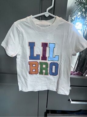 GAP White 'LIL BRO' Multicolor Block Letter Tee